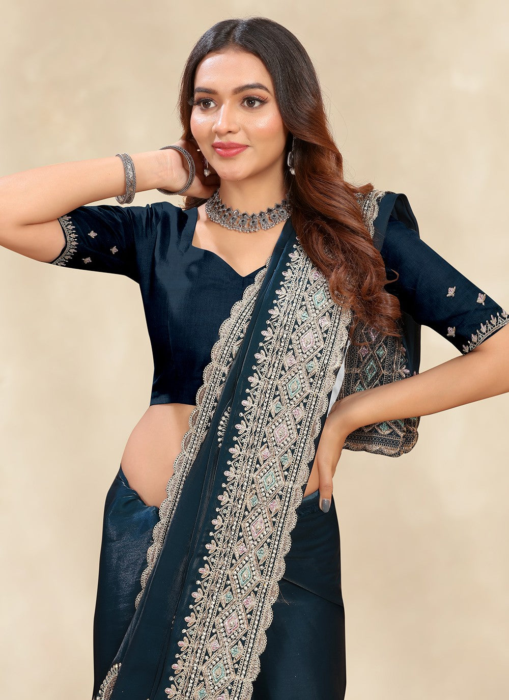 Trendy Cord Crepe Silk Saree - S5288