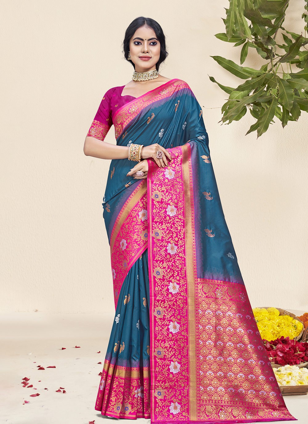 Classic Printed Silk Purple Saree - S11238