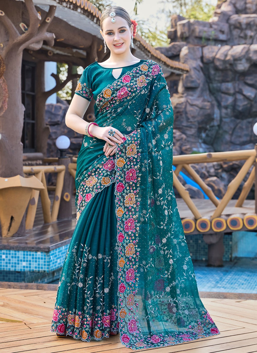 Classic Embroidered Jimmy Chu Saree - S9427