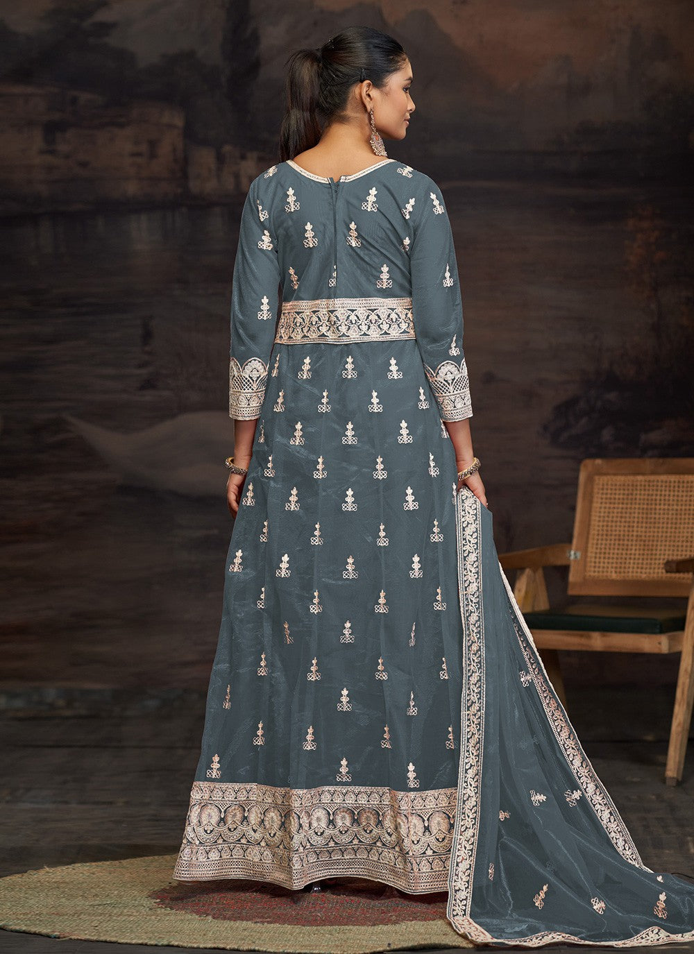 Anarkali Embroidered Morpeach T7007