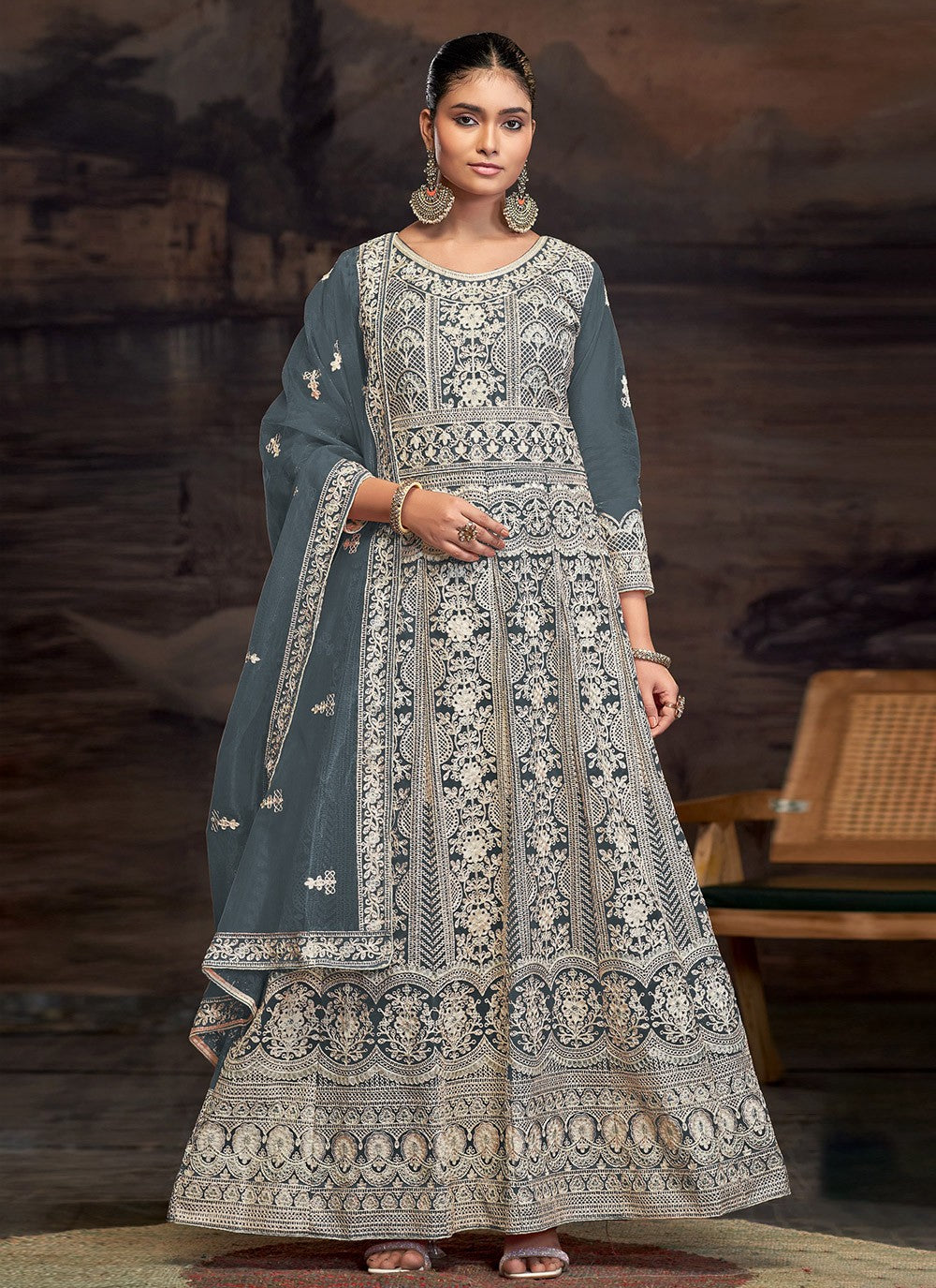 Anarkali Embroidered Morpeach T7007