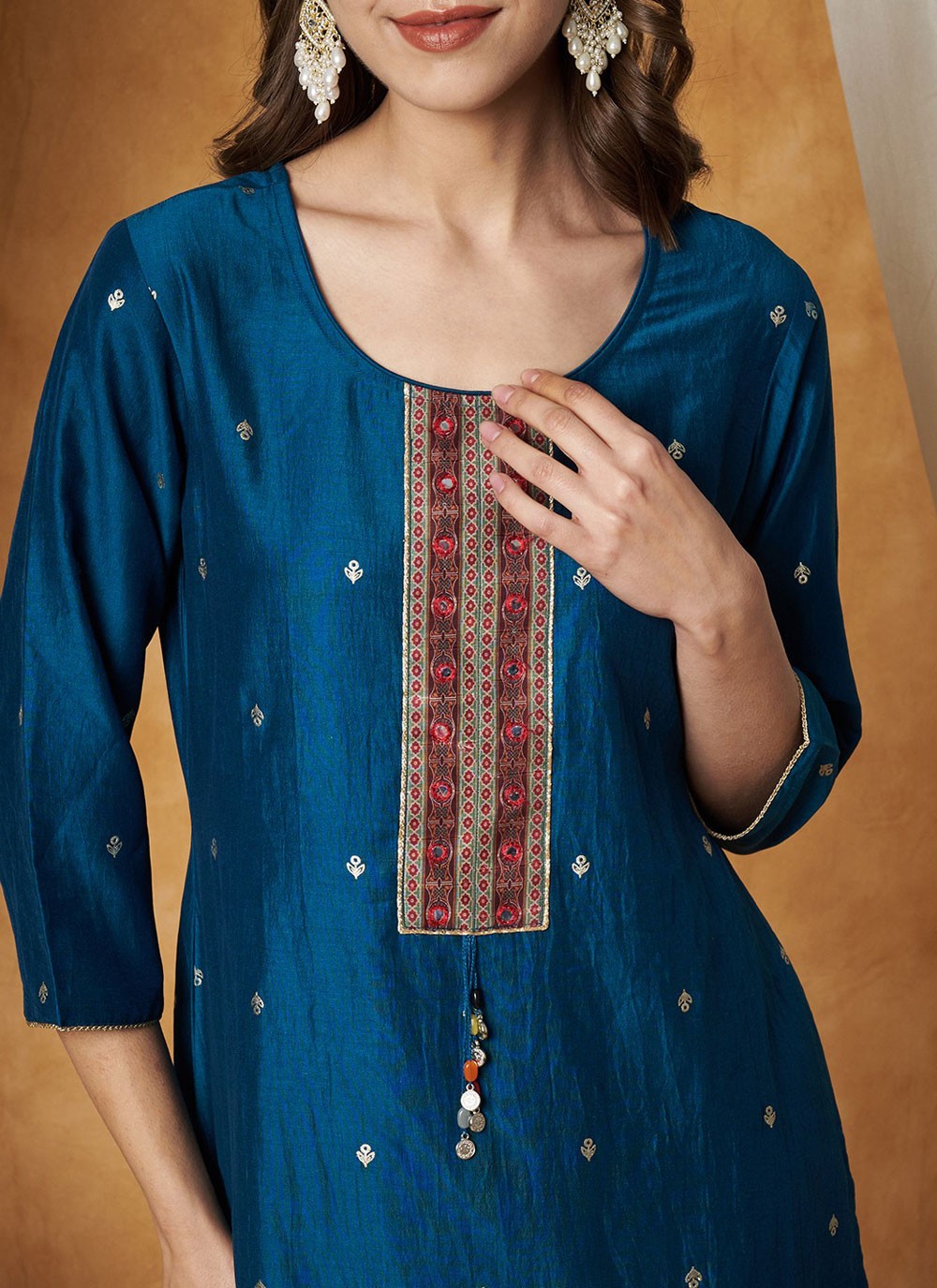 Applique Silk Salwar Suit - T4691