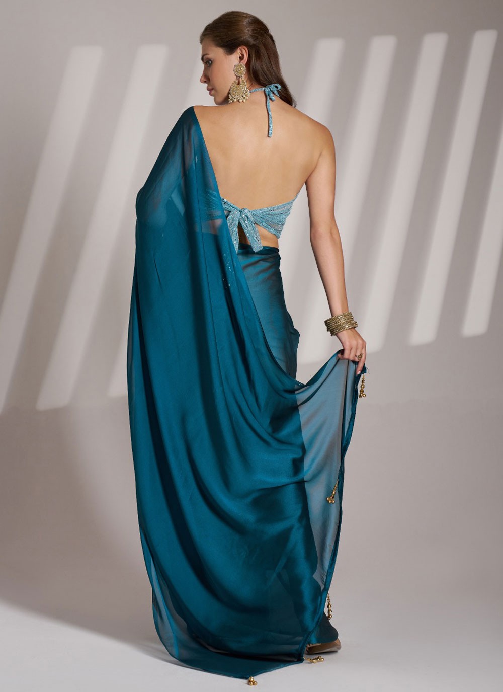 Classic Saree Plain Morpeach Rangoli Saree S13521
