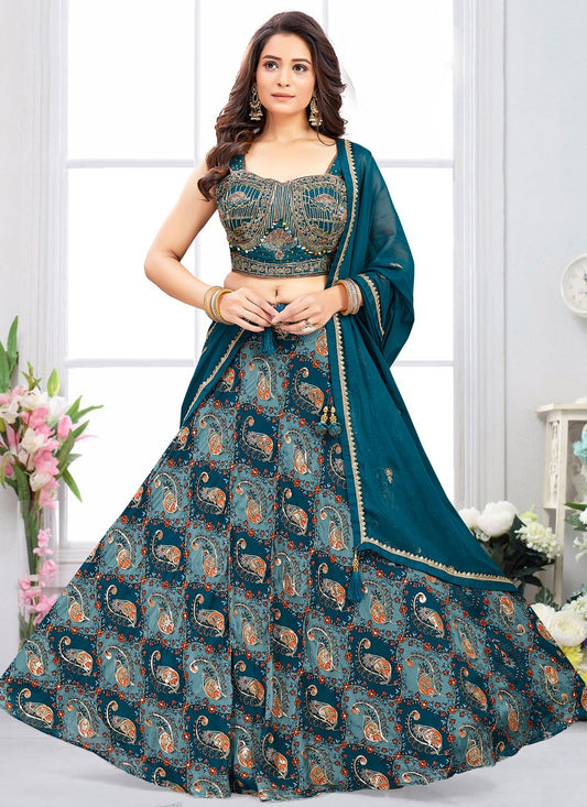 Embroidered Silk Morpeach Lehenga Choli L3475