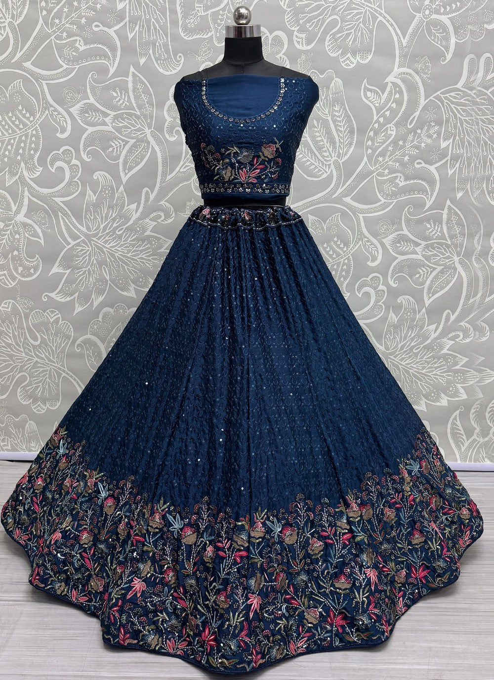Embroidered Chinon Lehenga - L3057