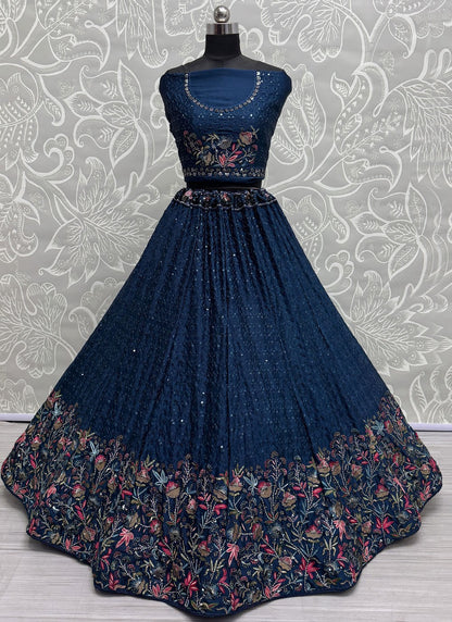 Embroidered Chinon Lehenga - L3057