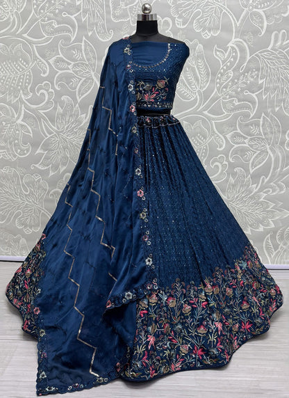 Embroidered Chinon Lehenga - L3057