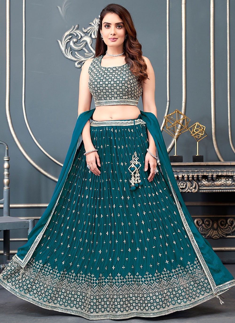 Embroidered Silk Readymade Lehenga Choli - L2627