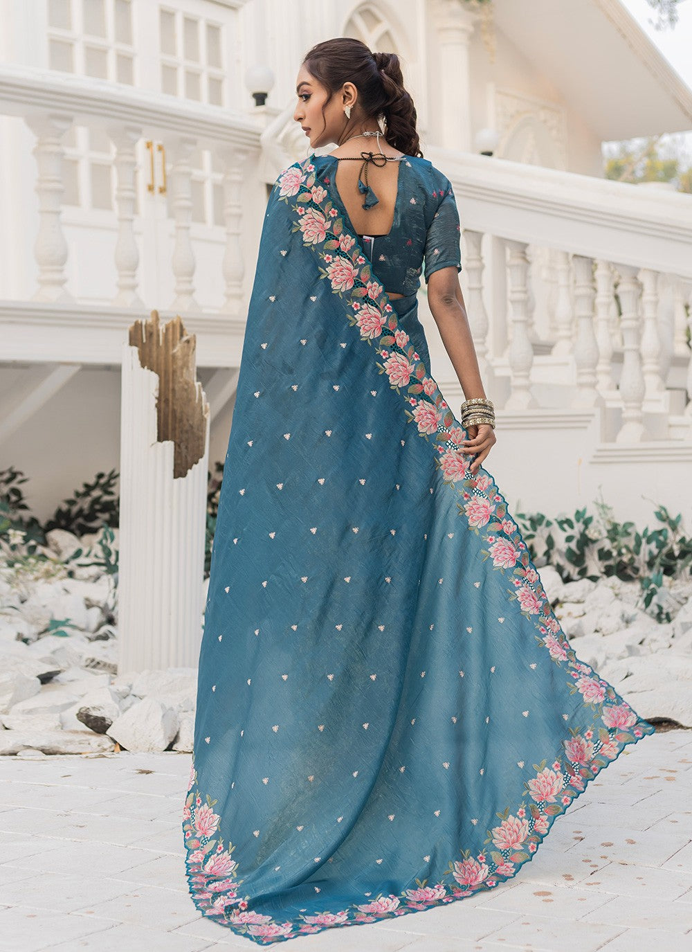 Classic Saree Printed Morpeach Crush Saree S12545