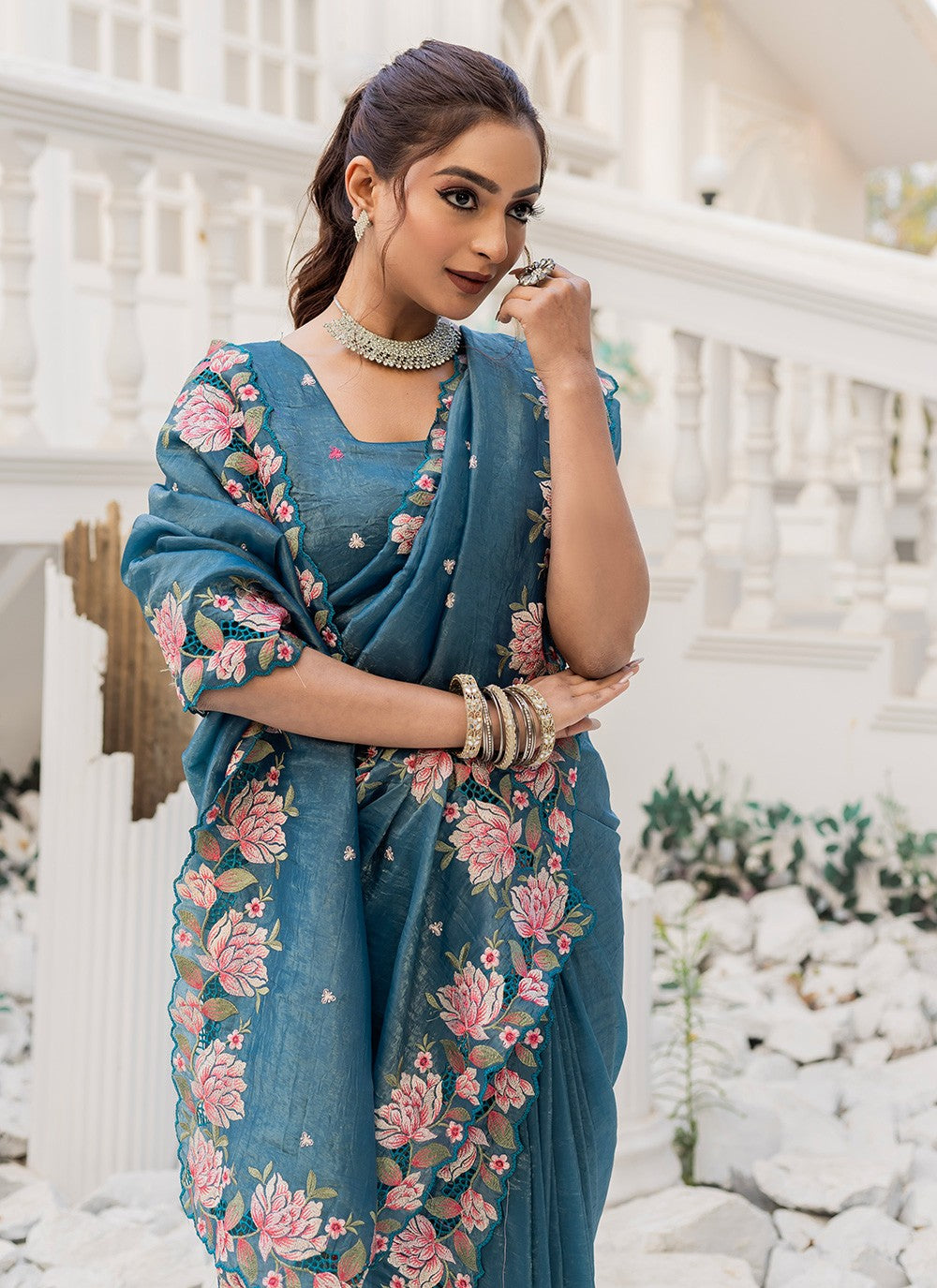 Classic Saree Printed Morpeach Crush S12545