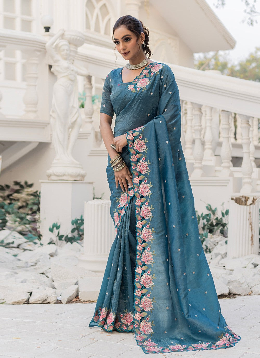 Classic Saree Printed Morpeach Crush S12545