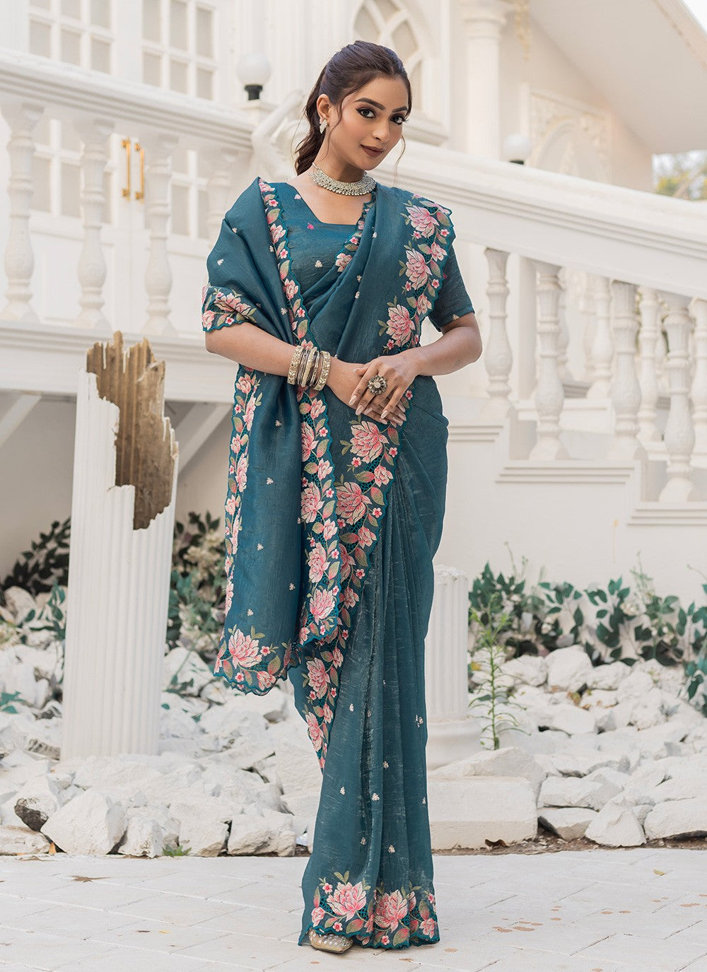 Classic Saree Printed Morpeach Crush S12545