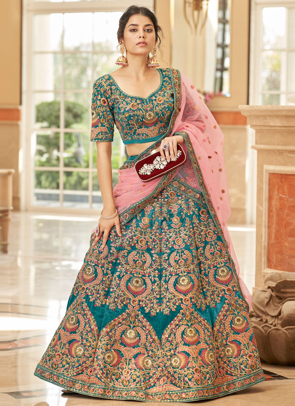 Embroidered Velvet A - Line Lehenga - L2213