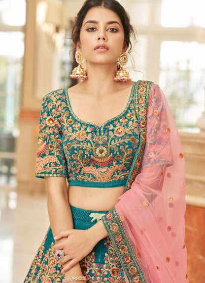 Embroidered Velvet A - Line Lehenga - L2213