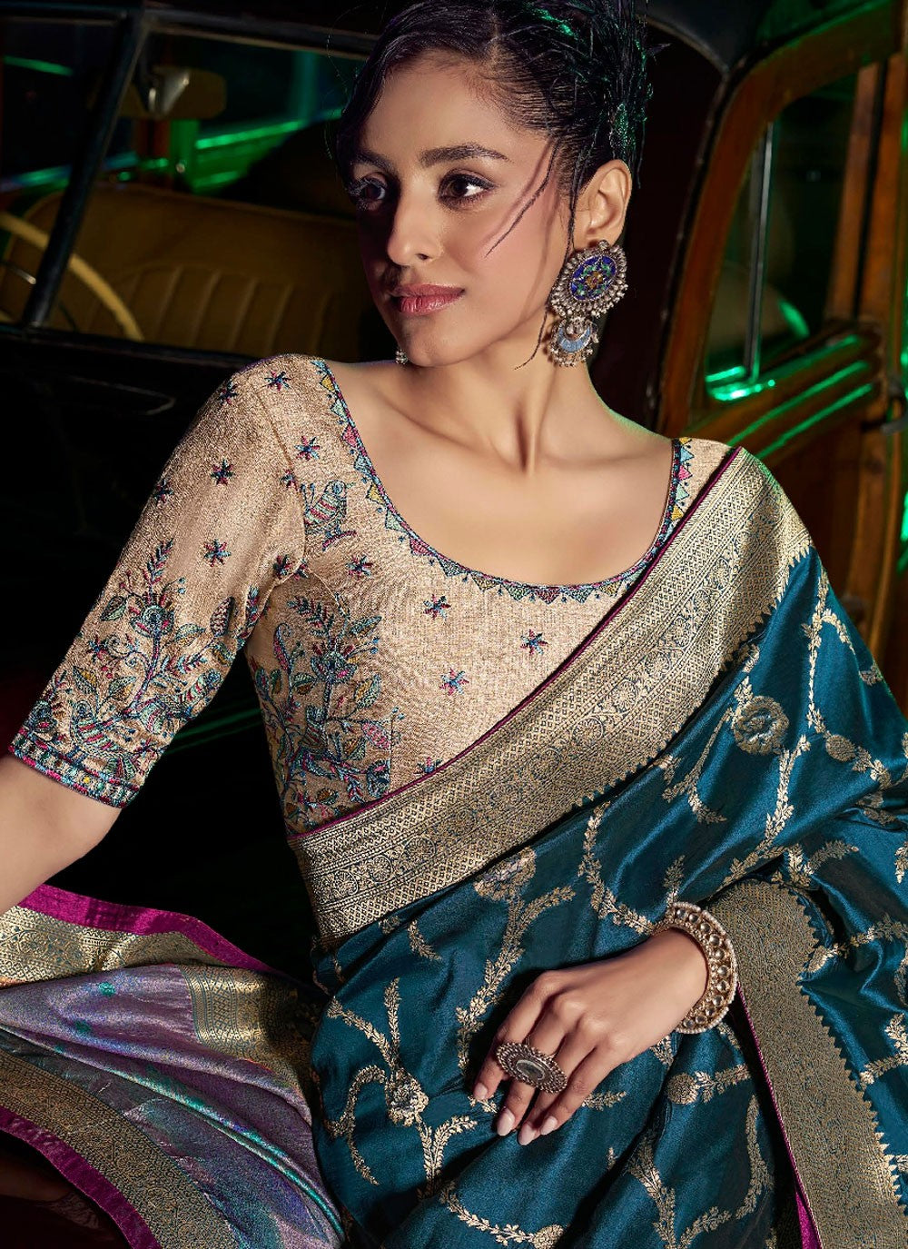 Morpeach Pure Silk Classic Saree Weaving Zari S19043