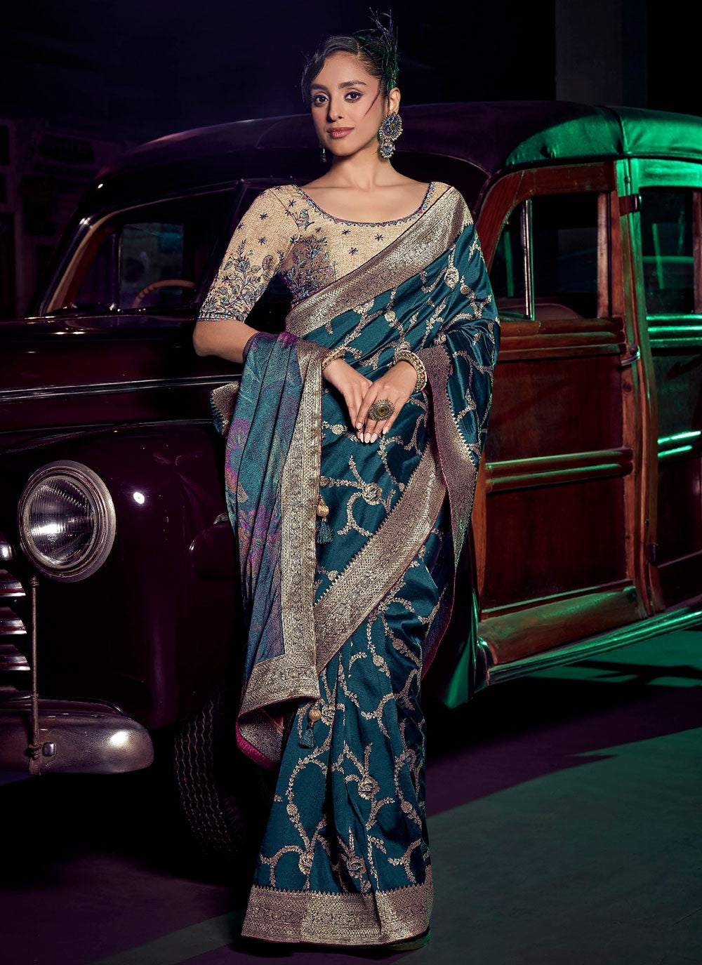 Morpeach Pure Silk Classic Saree Weaving Zari S19043
