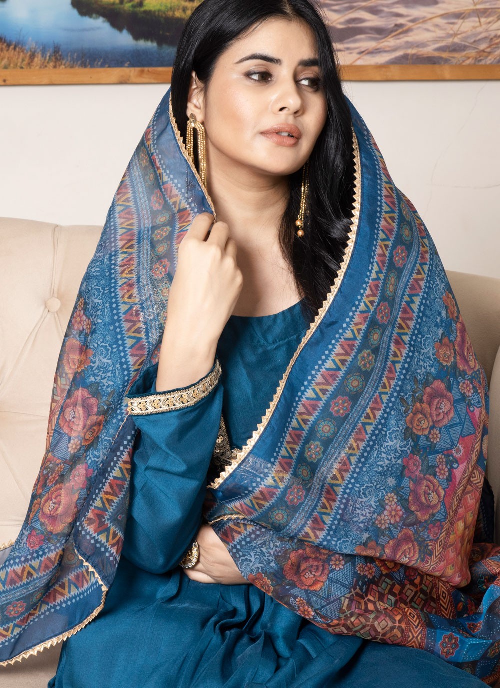 Salwar Suit Embroidered, Zari Morpeach T6741