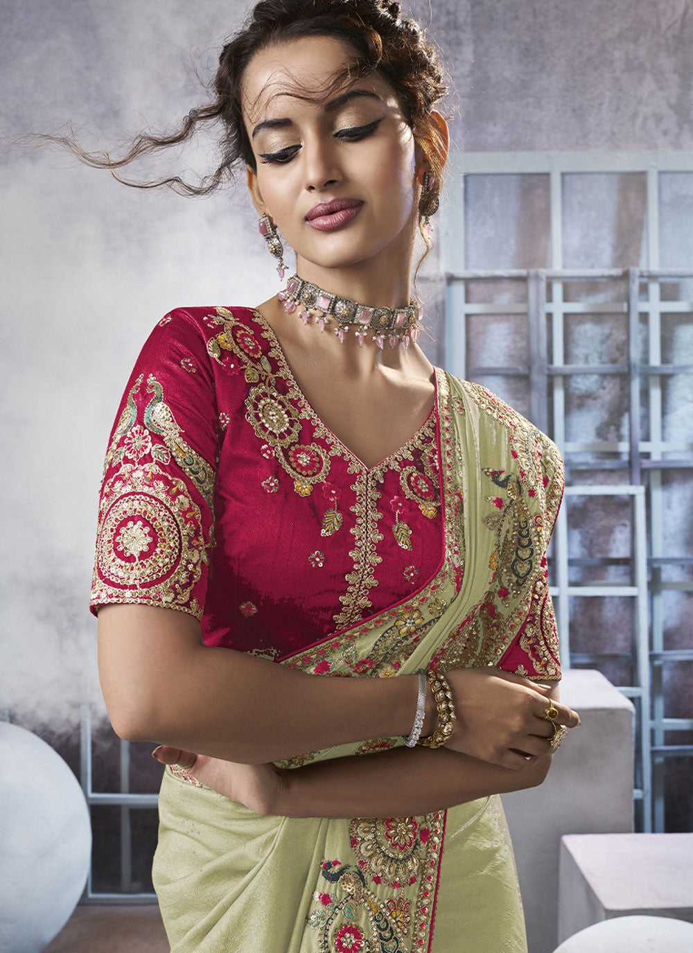 Diamond Crush Green Saree S14190