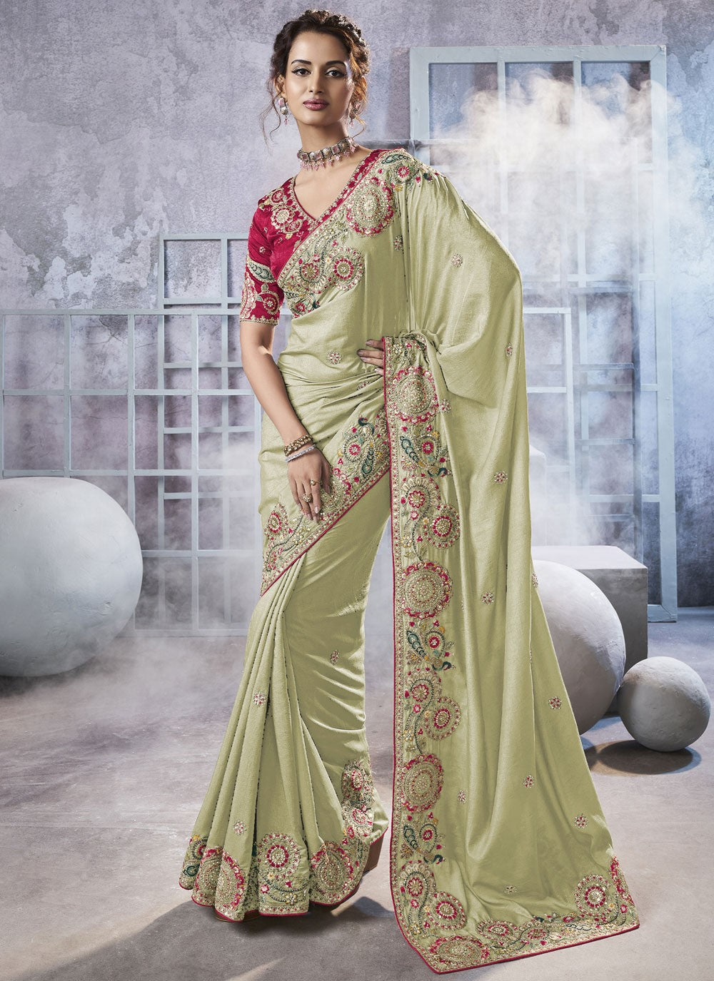 Diamond Crush Green Saree S13954