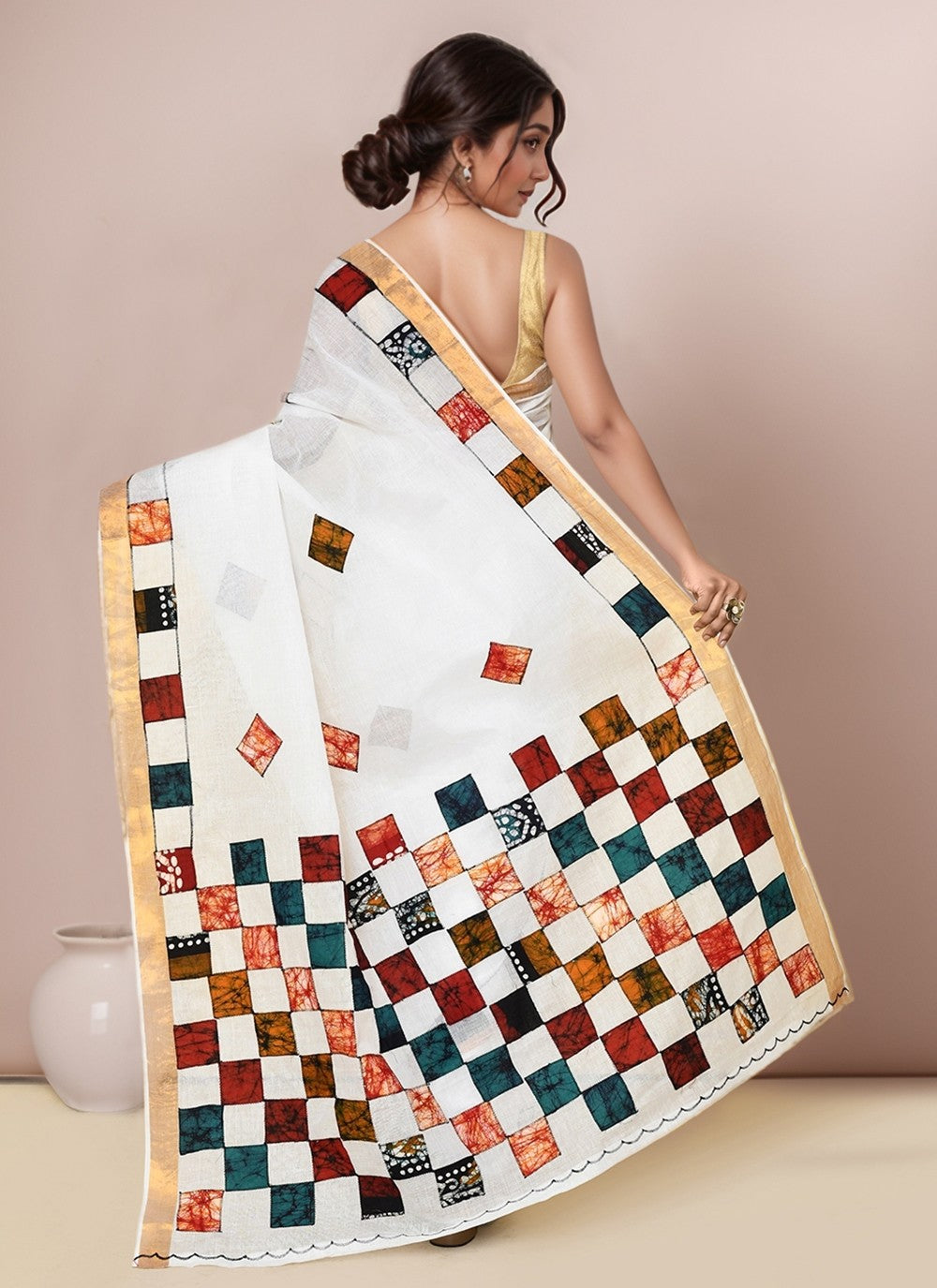 Multi Colour Cotton Trendy Saree Border Work S20002