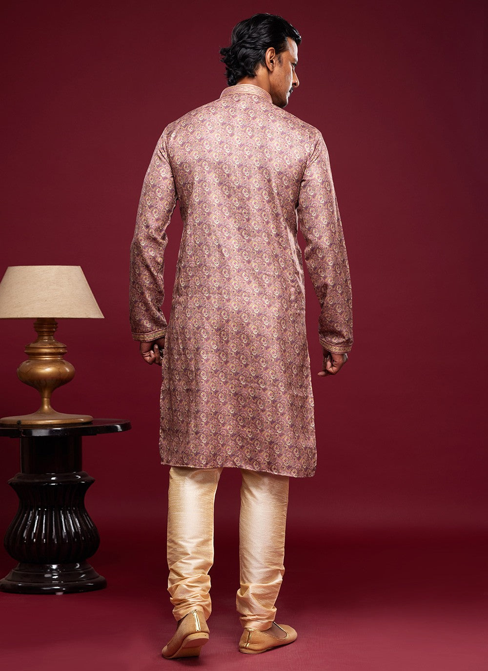 Digital Print Art Silk Multi Colour Kurta Pyjama - M6030