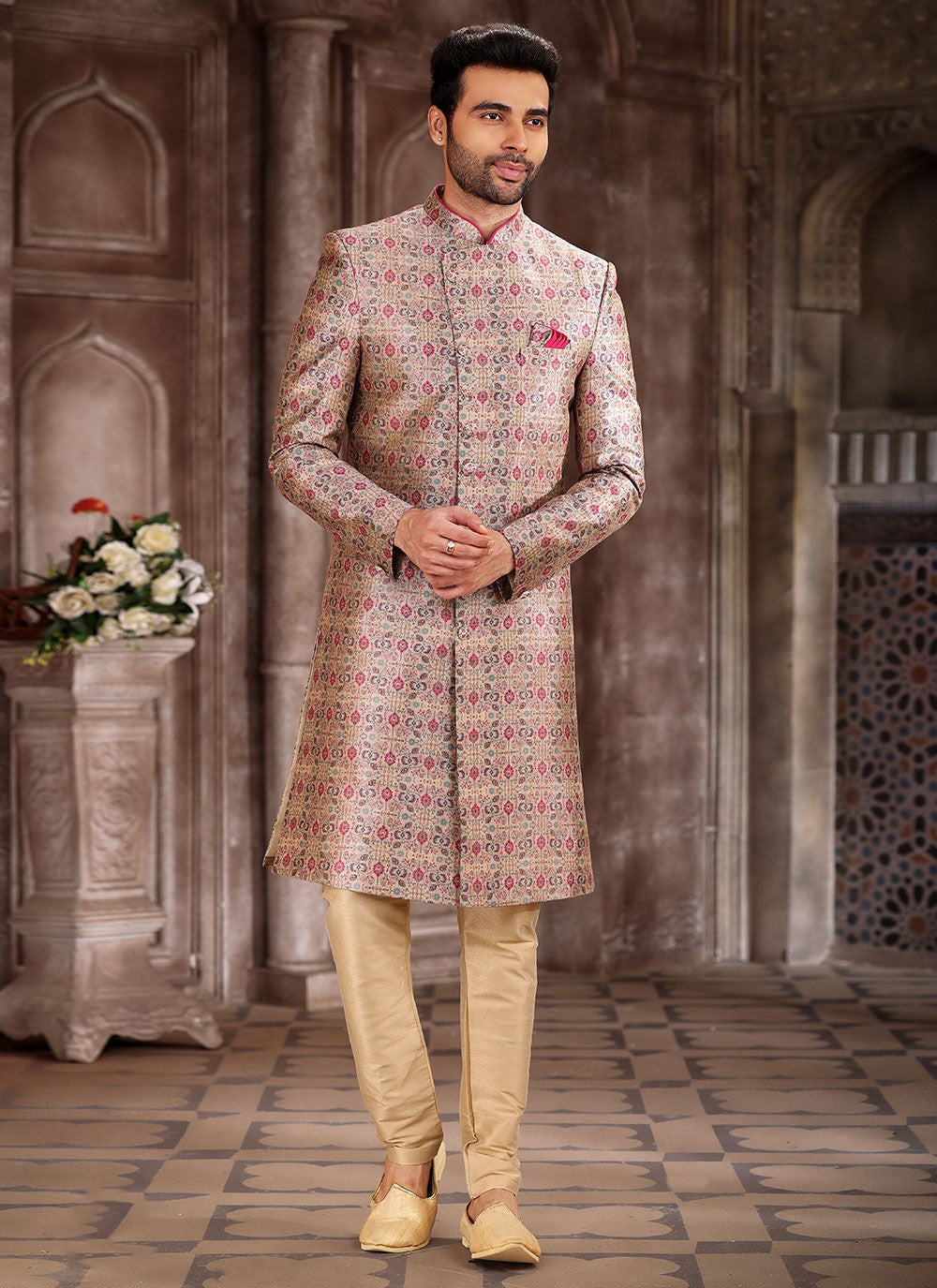 Printed Art Silk Multi Colour Indo Western - M5297