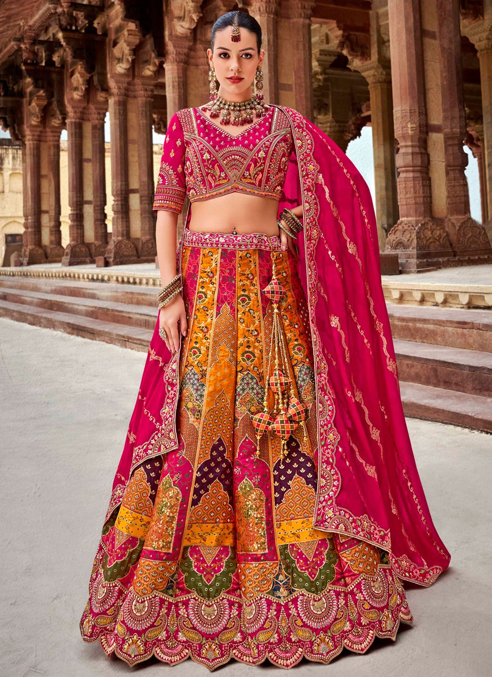 Cord Banarasi Silk A - Line Lehenga - L2683