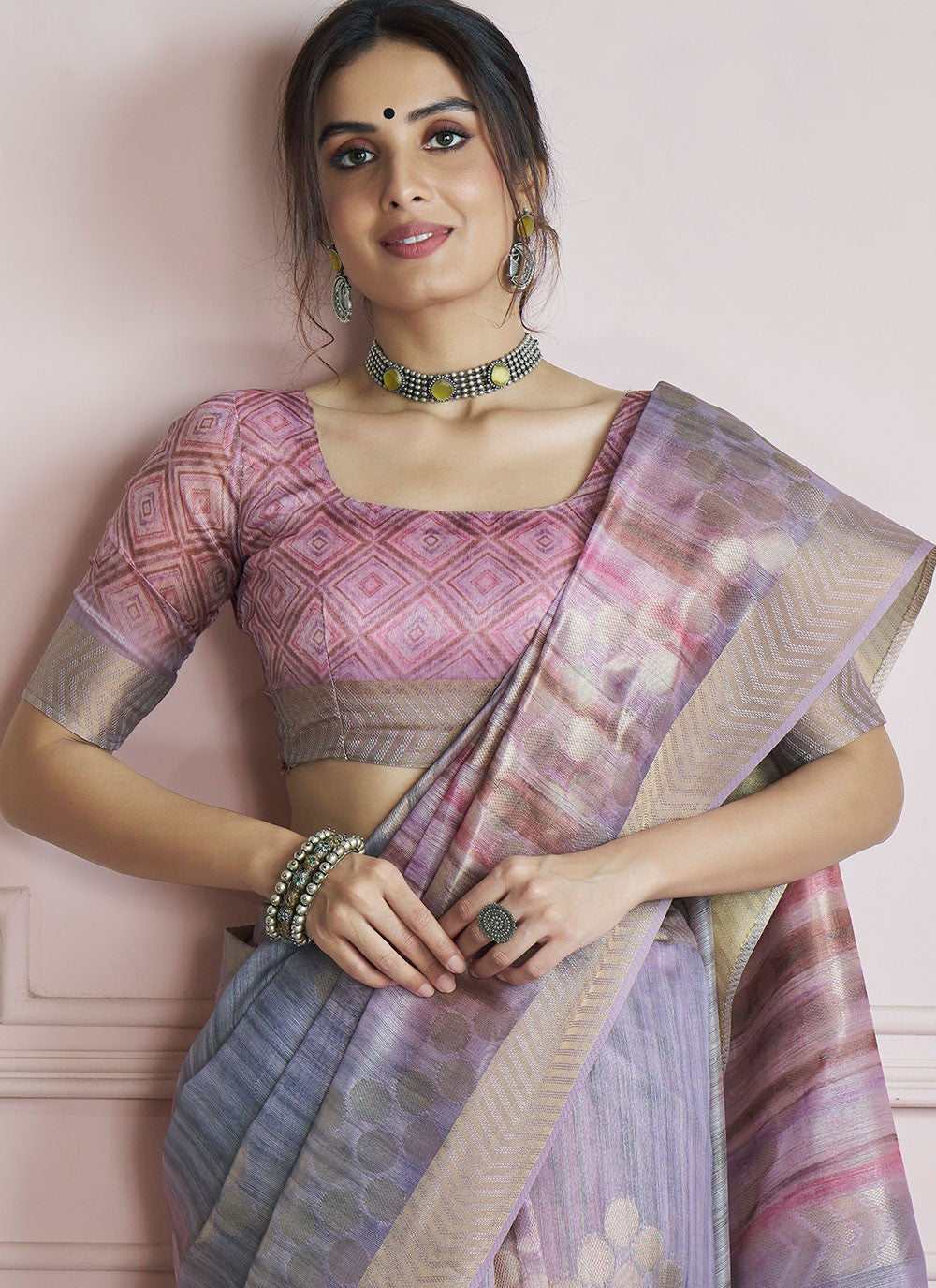 Border Work Handloom Silk Multi Colour Saree S14827