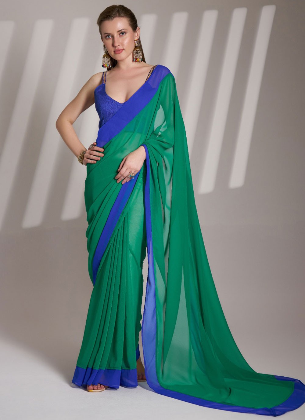 Lace Chiffon Multi Colour Saree S13975
