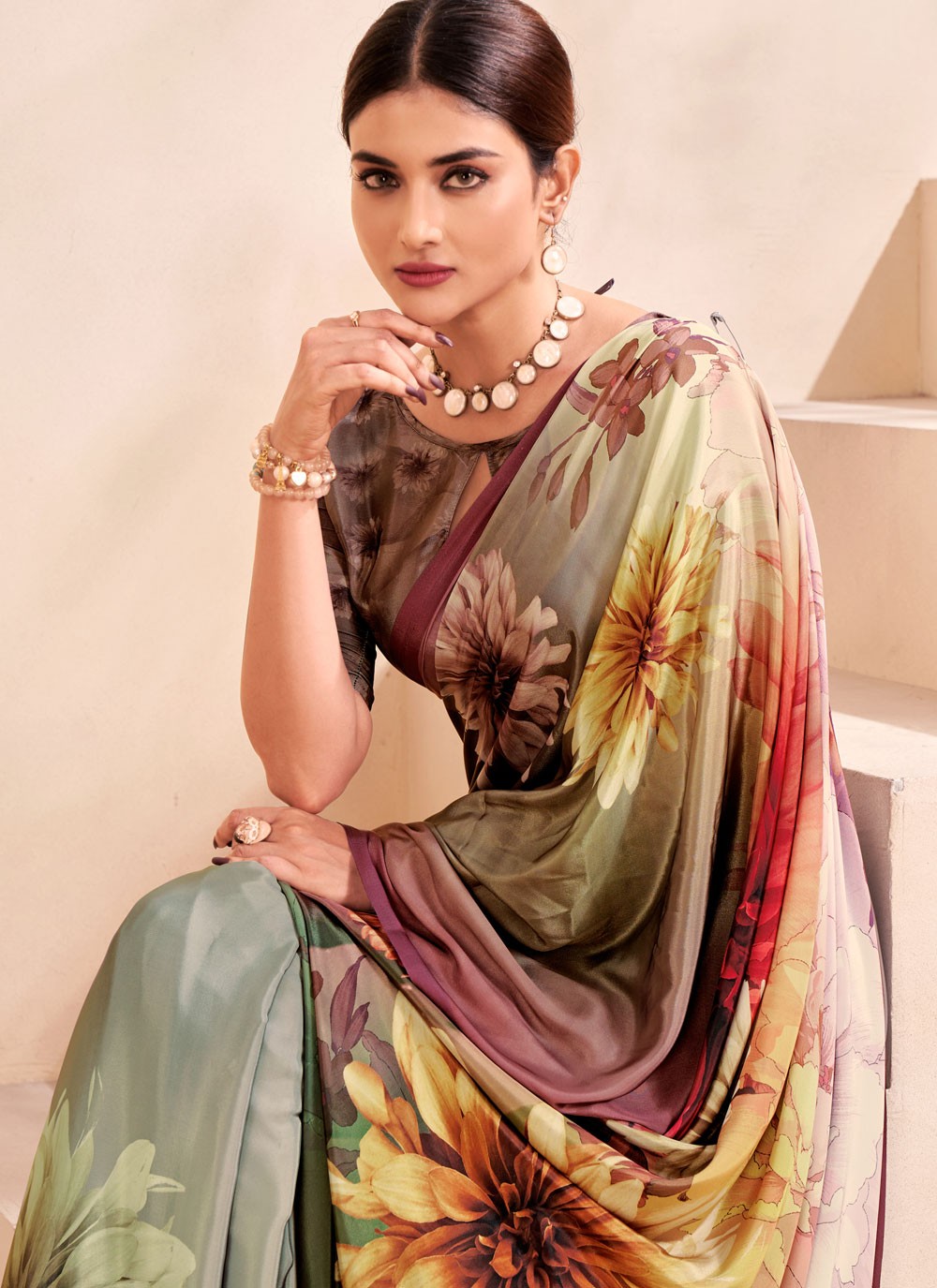 Classic Digital Print Crepe Silk Saree - S7514