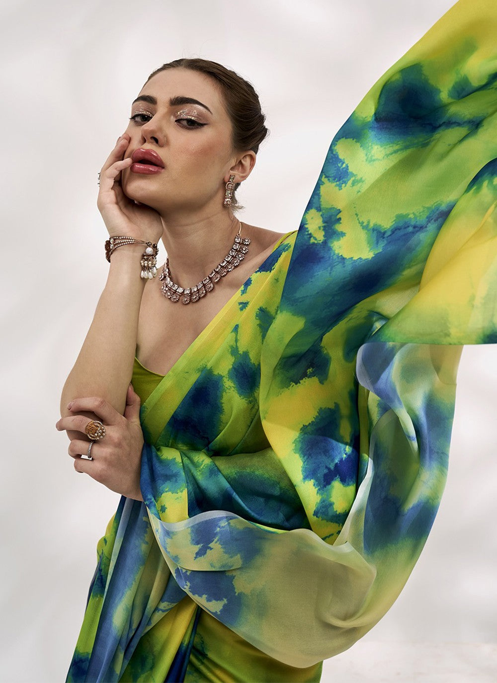 Trendy Swarovski Chiffon, Shimmer Saree - S5240
