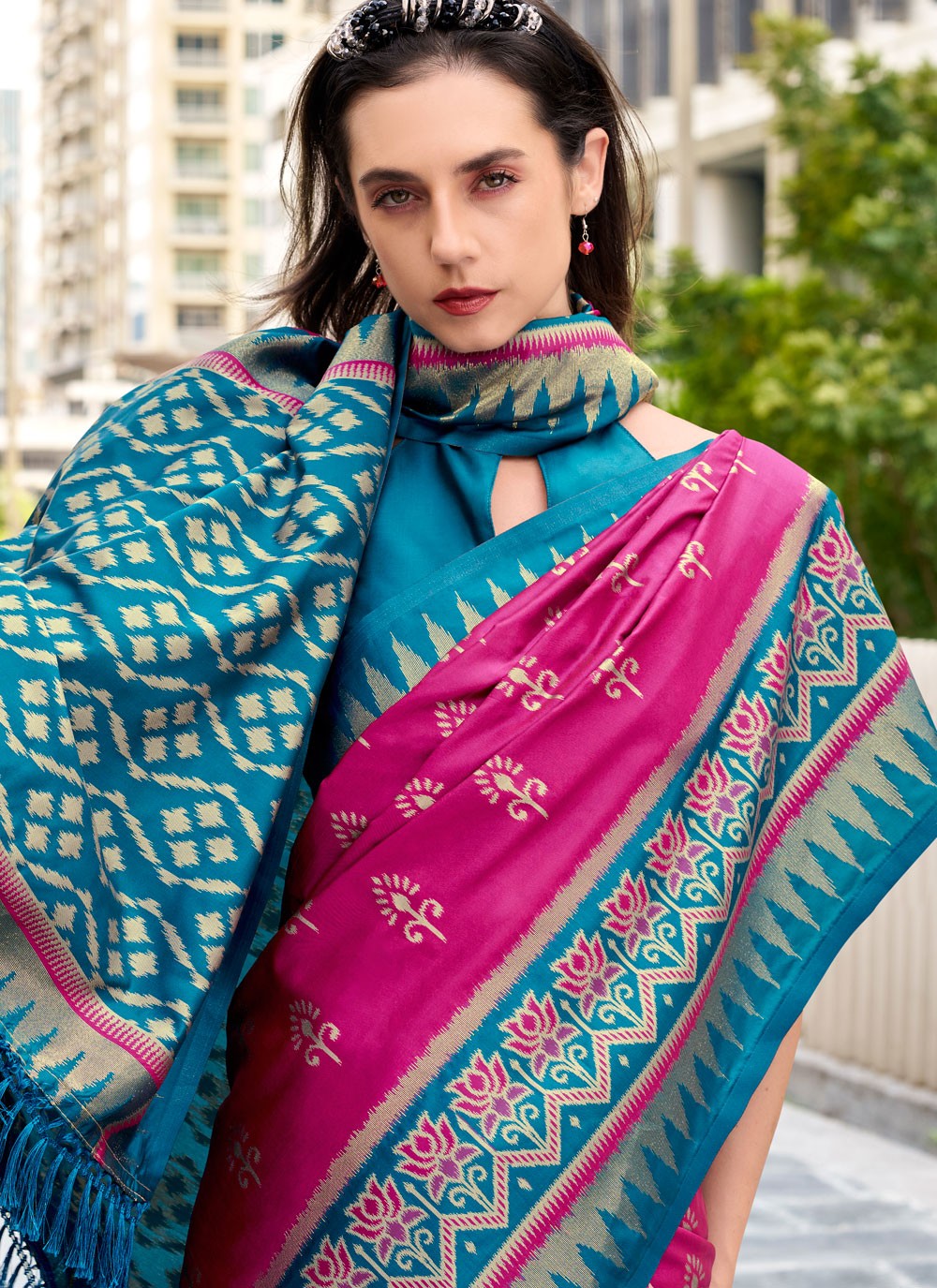 Weaving Zari Silk Multi Colour Casual Saree S15226