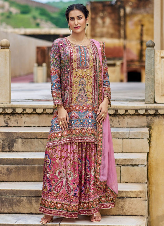 Digital Print Faux Chiffon Multi Colour Salwar Suit T6561