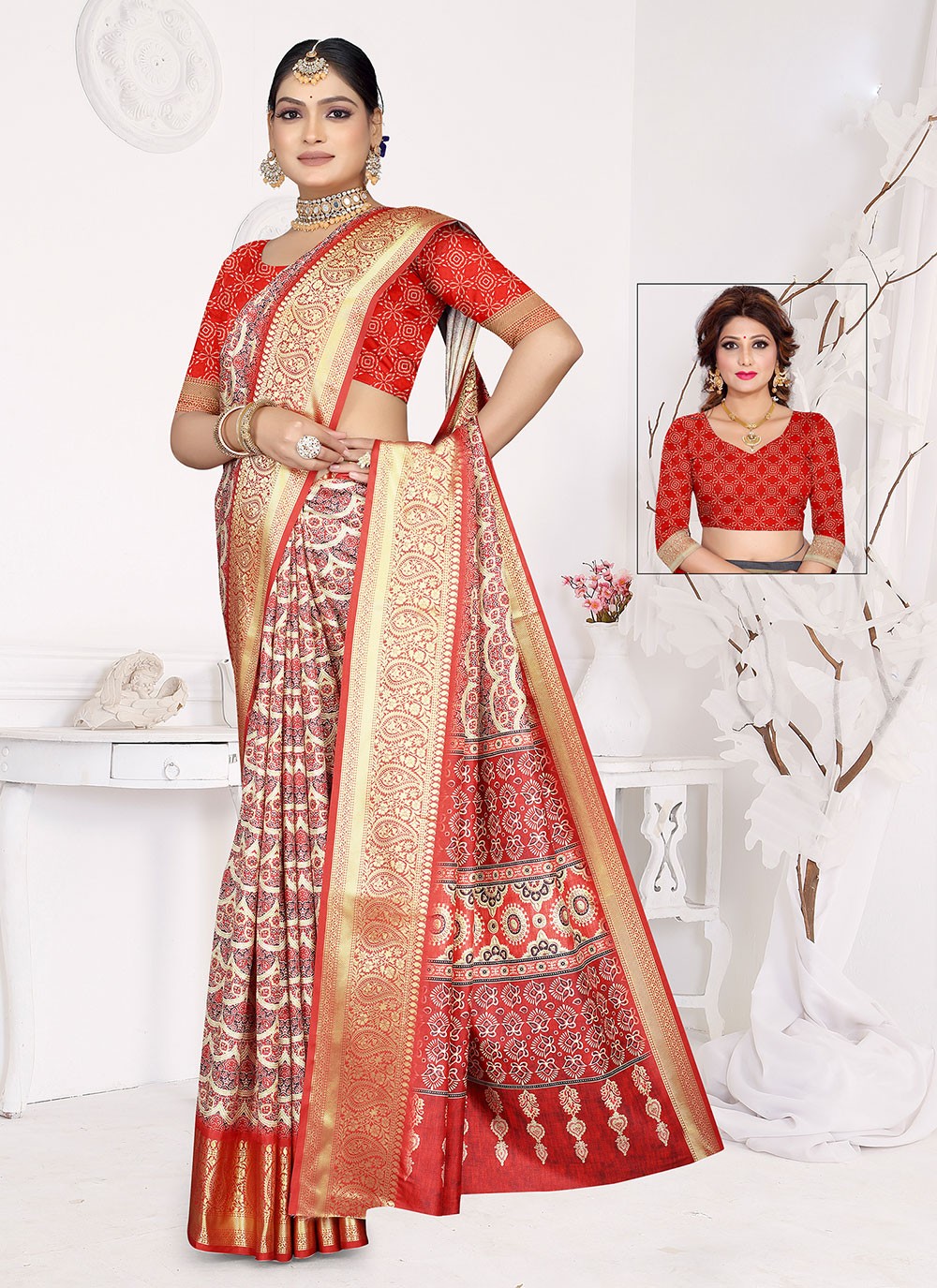 Trendy Digital Print Silk Saree - S4669