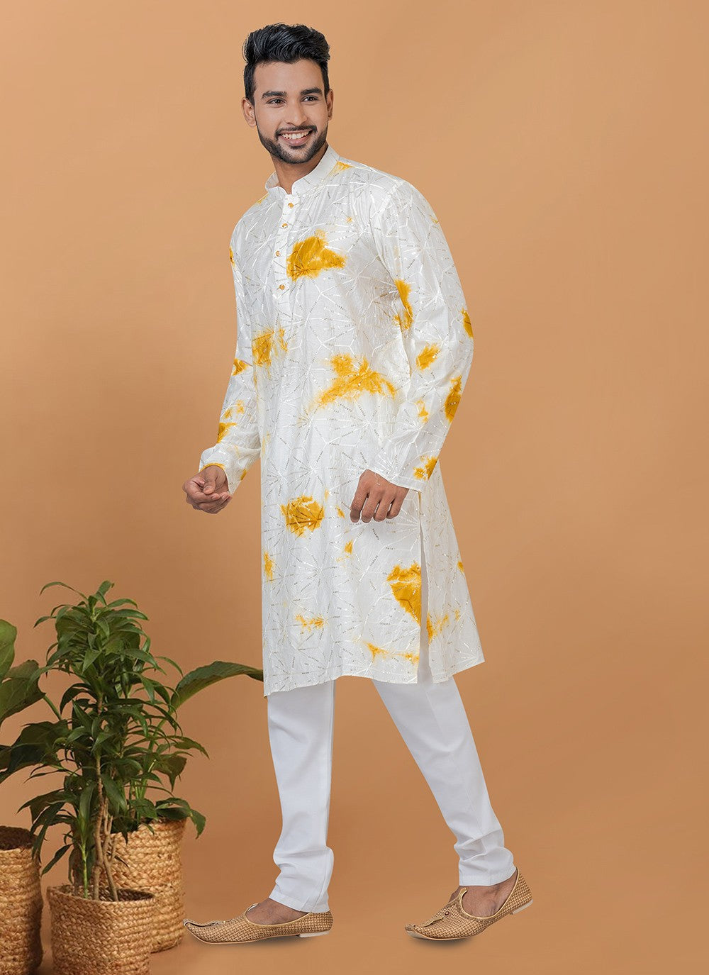 Embroidered Chanderi Multi Colour Kurta Pyjama - M6256