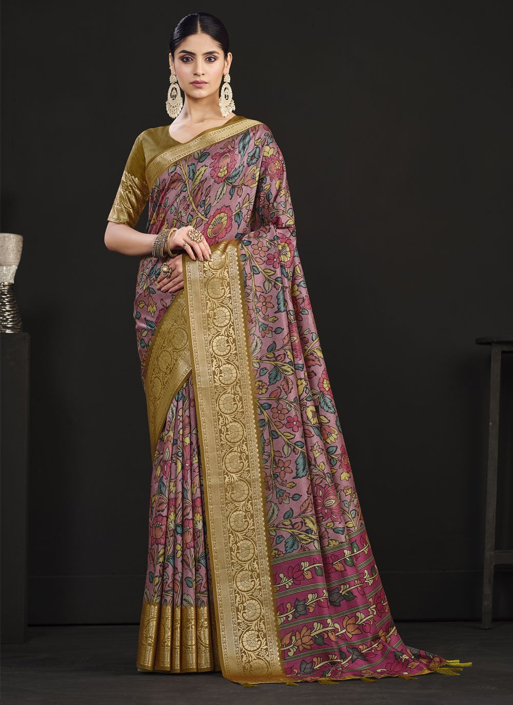 Classic Digital Print Tussar Silk Saree - S4061