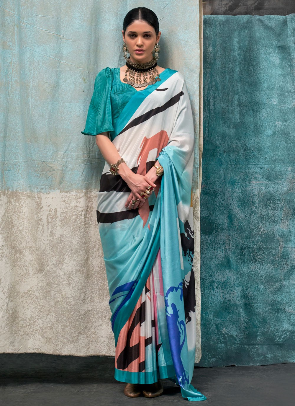 Classic Printed Crepe Silk Saree - S6461