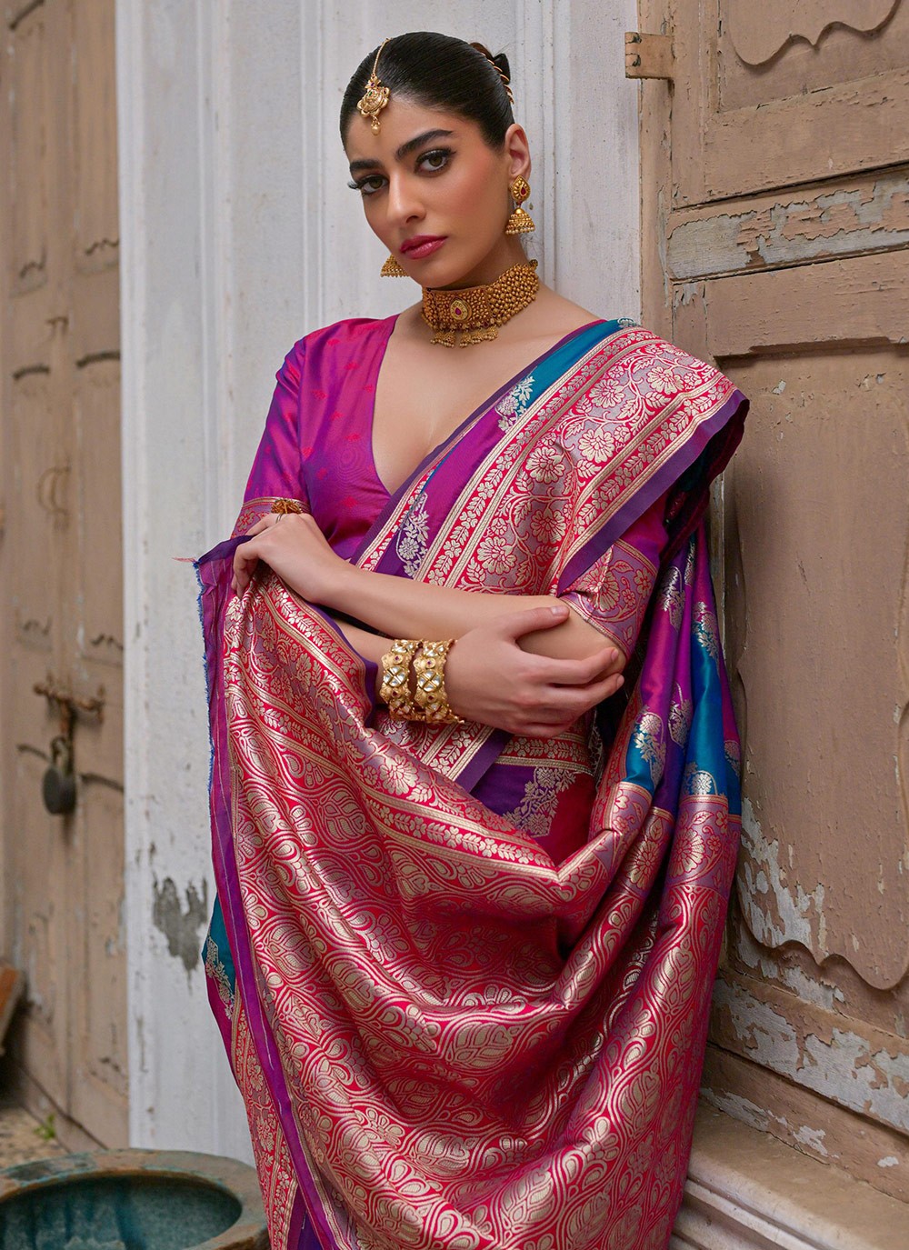 Woven Banarasi Silk Multi Colour Saree S14257