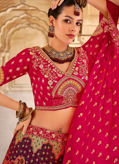 Cord Banarasi Silk A - Line Lehenga - L2683