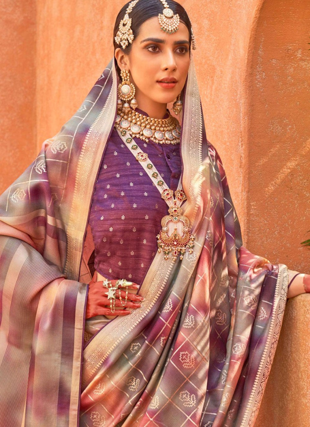 Classic Foliage Prints Silk Saree - S7811