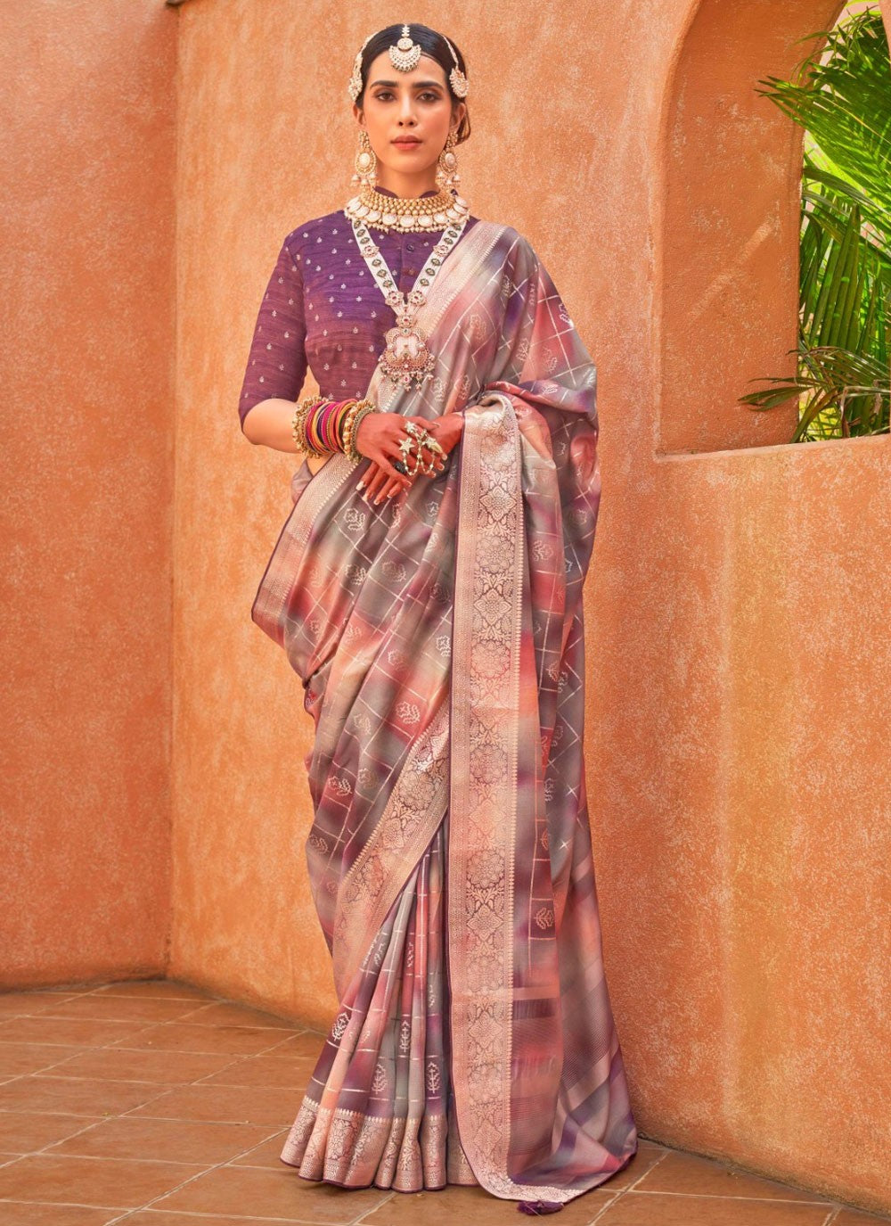 Classic Foliage Prints Silk Saree - S7811