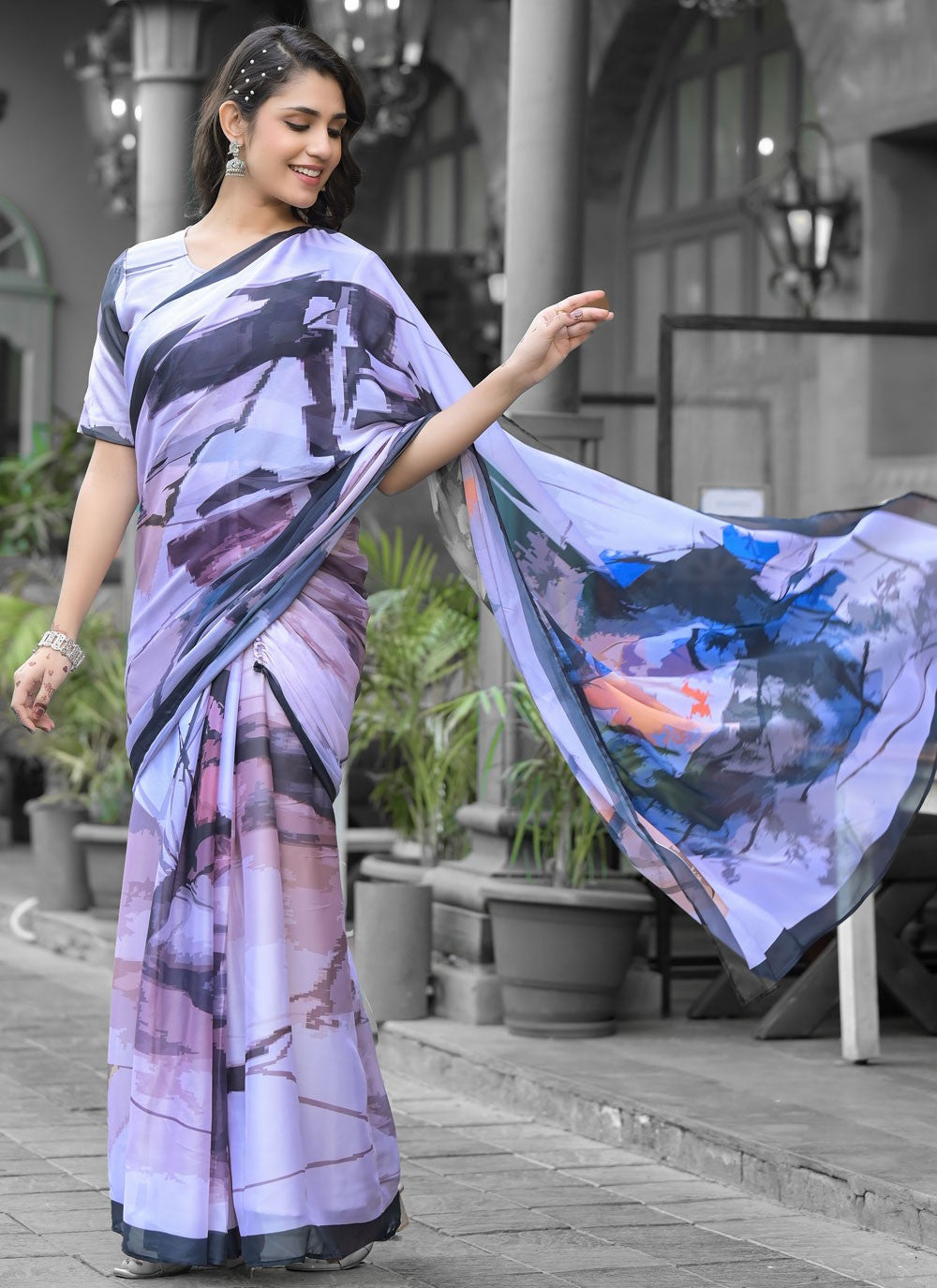 Digital Print Georgette Multi Colour Saree S14537