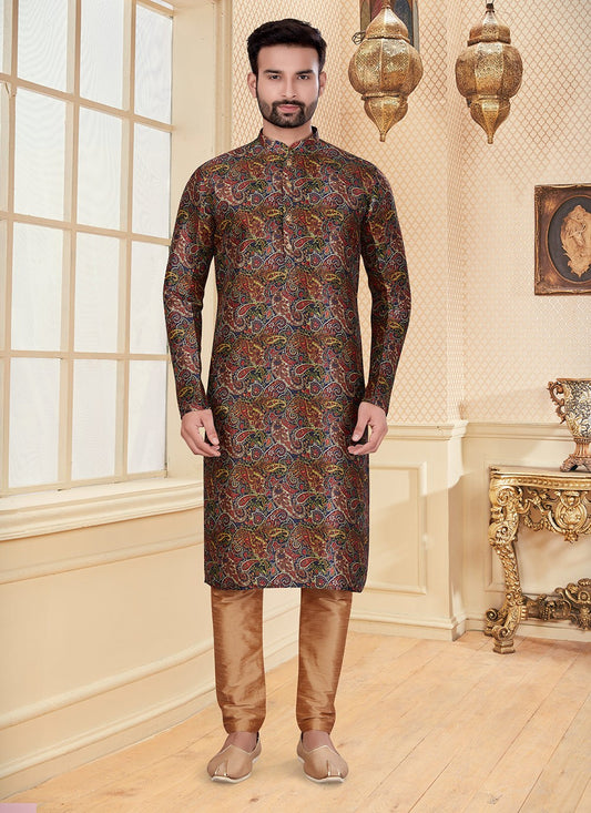 Digital Print Silk Multi Colour Kurta - M5601