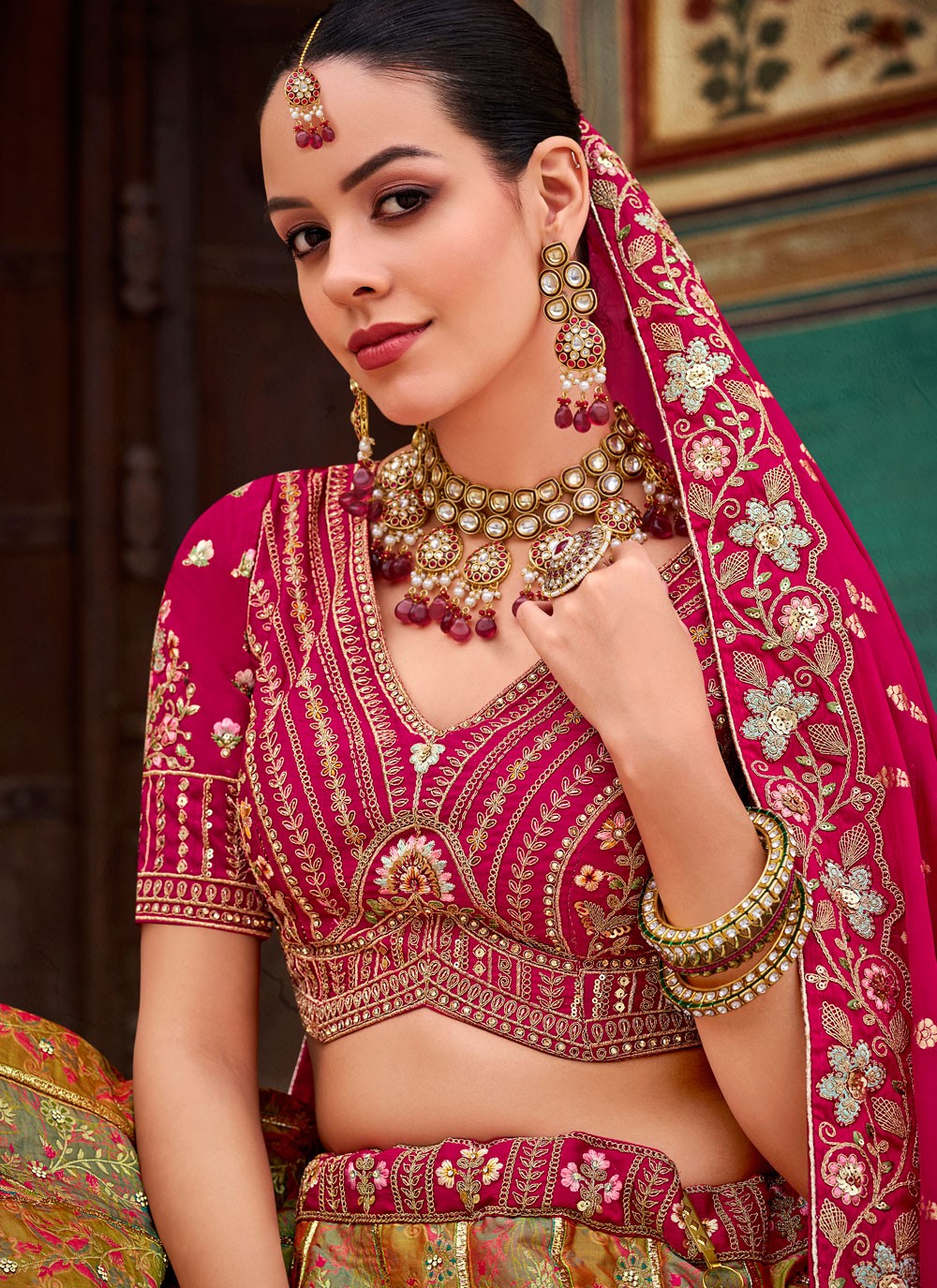 Cord Banarasi Silk A - Line Lehenga - L2683