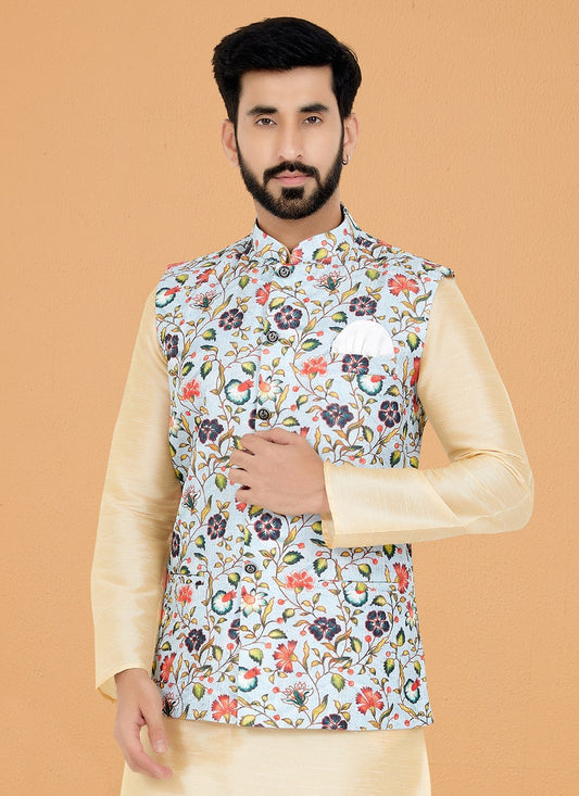 Digital Print Polyester Multi Colour Nehru Jackets - M7414