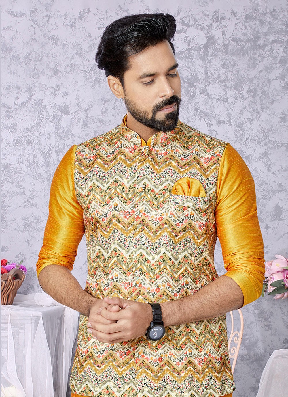 Embroidered Polyester Multi Colour Nehru Jackets - M7426