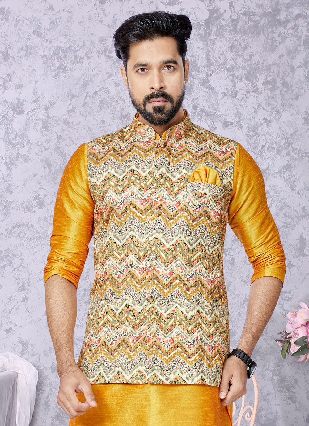 Embroidered Polyester Multi Colour Nehru Jackets - M7426