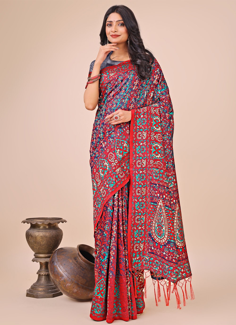 Printed Cotton Multi Colour Contemporary Saree S15158