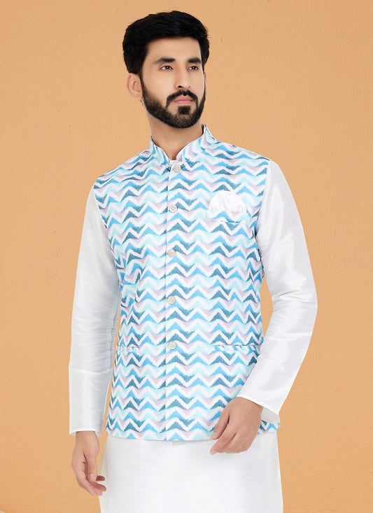 Digital Print Cotton Multi Colour Nehru Jackets - M7397