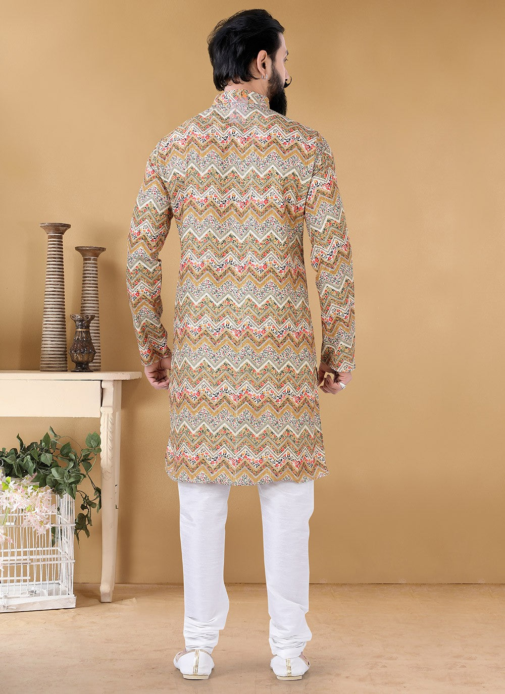 Printed Cotton Multi Colour Kurta Pyjama - M3134